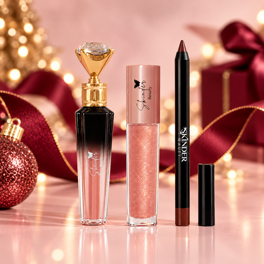 The Champagne Kiss Trio - Nude Matte Lipstick, Lip Liner & Shimmer Gloss