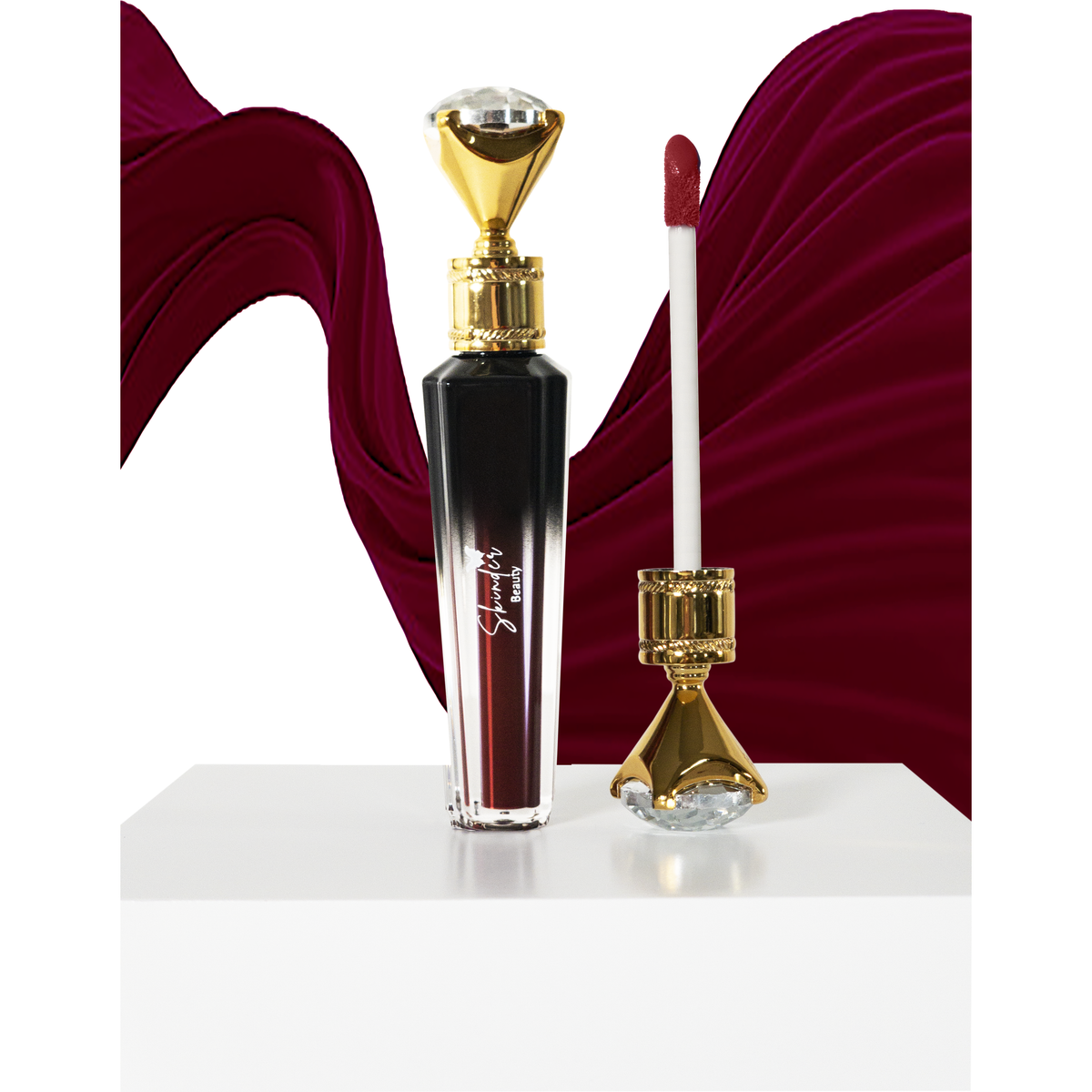 Model showcasing Skinder lipstick